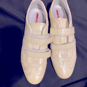 Women’s Prade patent leather Velcro strap sneakers